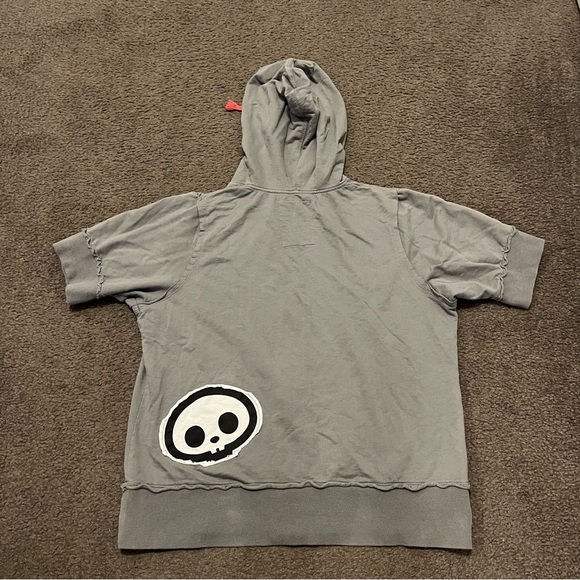 Vintage Y2K Skelanimals Goth Zip Up Short Sleeve Hoodie - Picture 6 of 7
